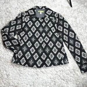 Sigrid Olsen Beautiful Wool Blend Blazer, Black/Gray/Off White, Size 4